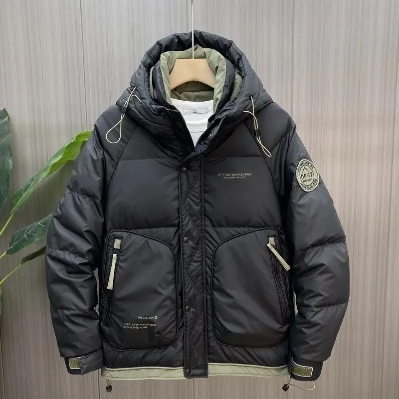 Новые модные мужские 90% белые куртки на утином пуху с капюшоном, мужские толстые теплые водонепроницаемые парки, пальто на пуху Новые модные мужские 90% белые куртки на утином пуху с капюшоном, мужские толстые теплые водонепроницаемые парки, пальто на пуху