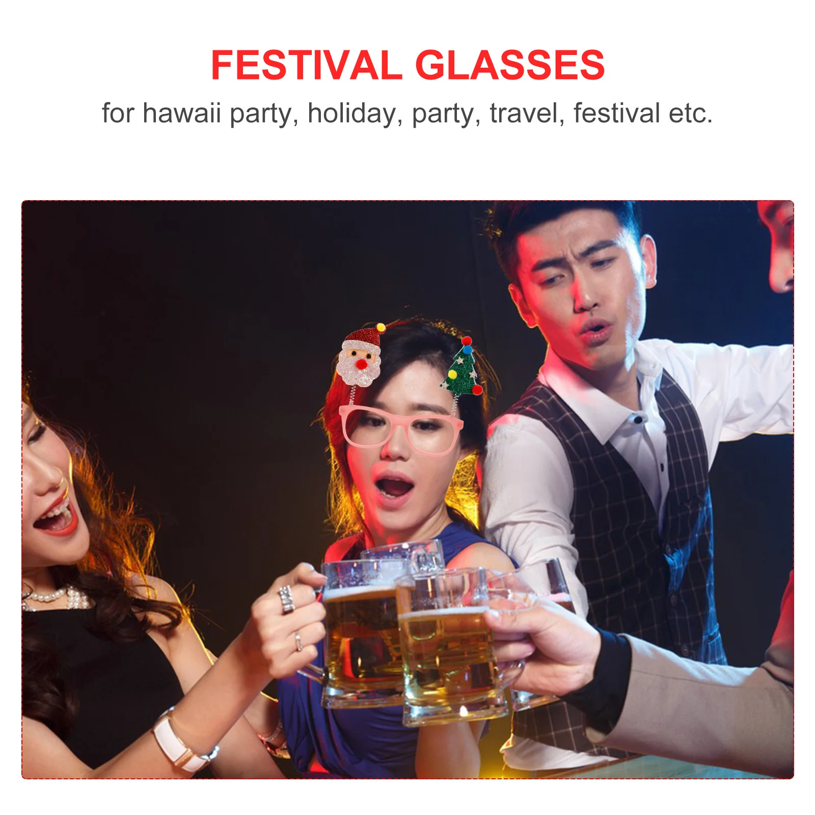 

Christmas Glasses Santa Claus Snowman Cold Light Frames Xmas Party Photo Props Holiday Celebration Christmas Tree Glasses