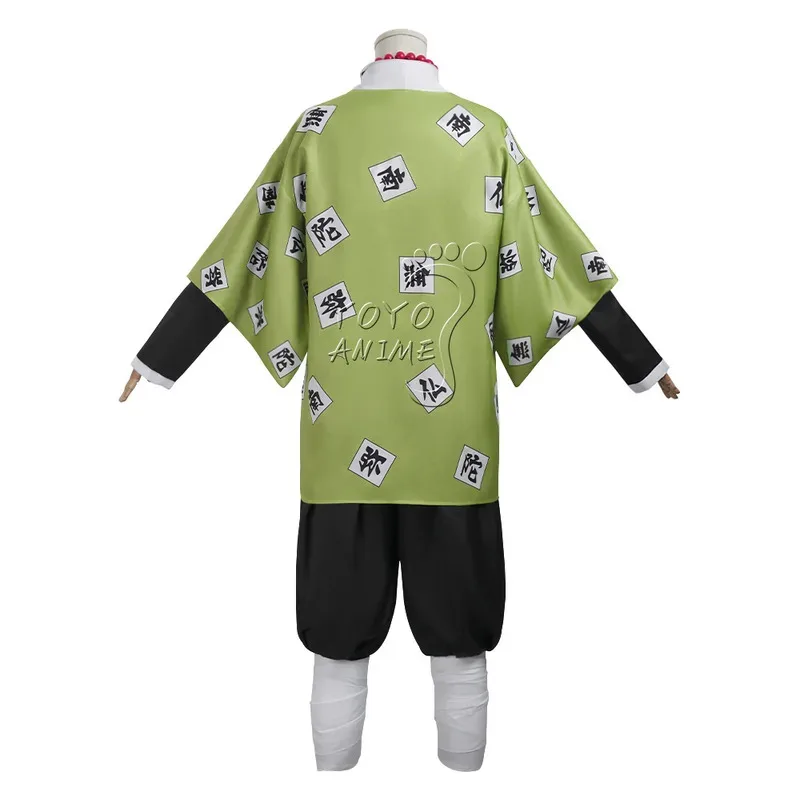 LQDemon Slayer: Kimetsu no Yaiba Gyomei Himejima uniforme Anime Cosplay disfraz peluca piedra Hashira Kimono japonés fiesta de Halloween