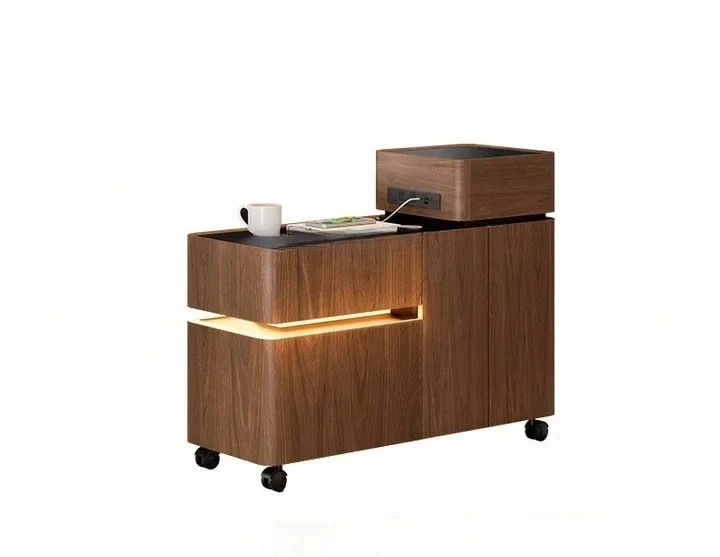 

Walnut side cabinet, high-end and simple antique style living room rock slab against the wall storage sofa side cabinet
