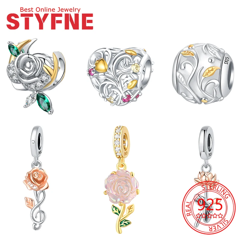 

Charms 925 silver Originales Rose Love Hearts Beads Fit Bracelet Necklace Accessories Bead Jewelry Making Fine Jewelry Gift