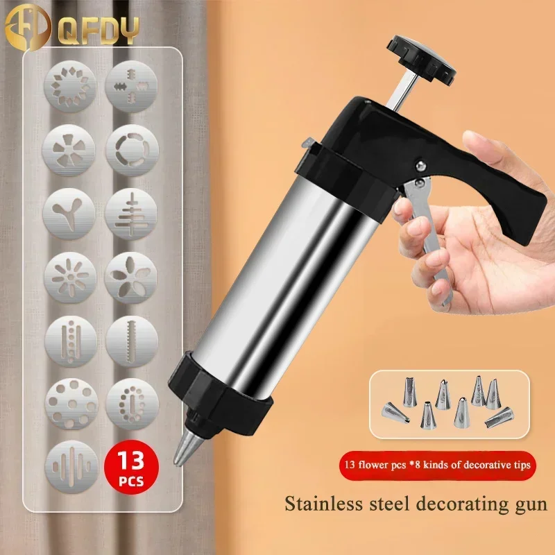 Stainless Steel Cookie gun  Baking Tools Cake Cream Decorating Gun Cookie Making Machine Nozzles Mold Pastry Syringe Extruder