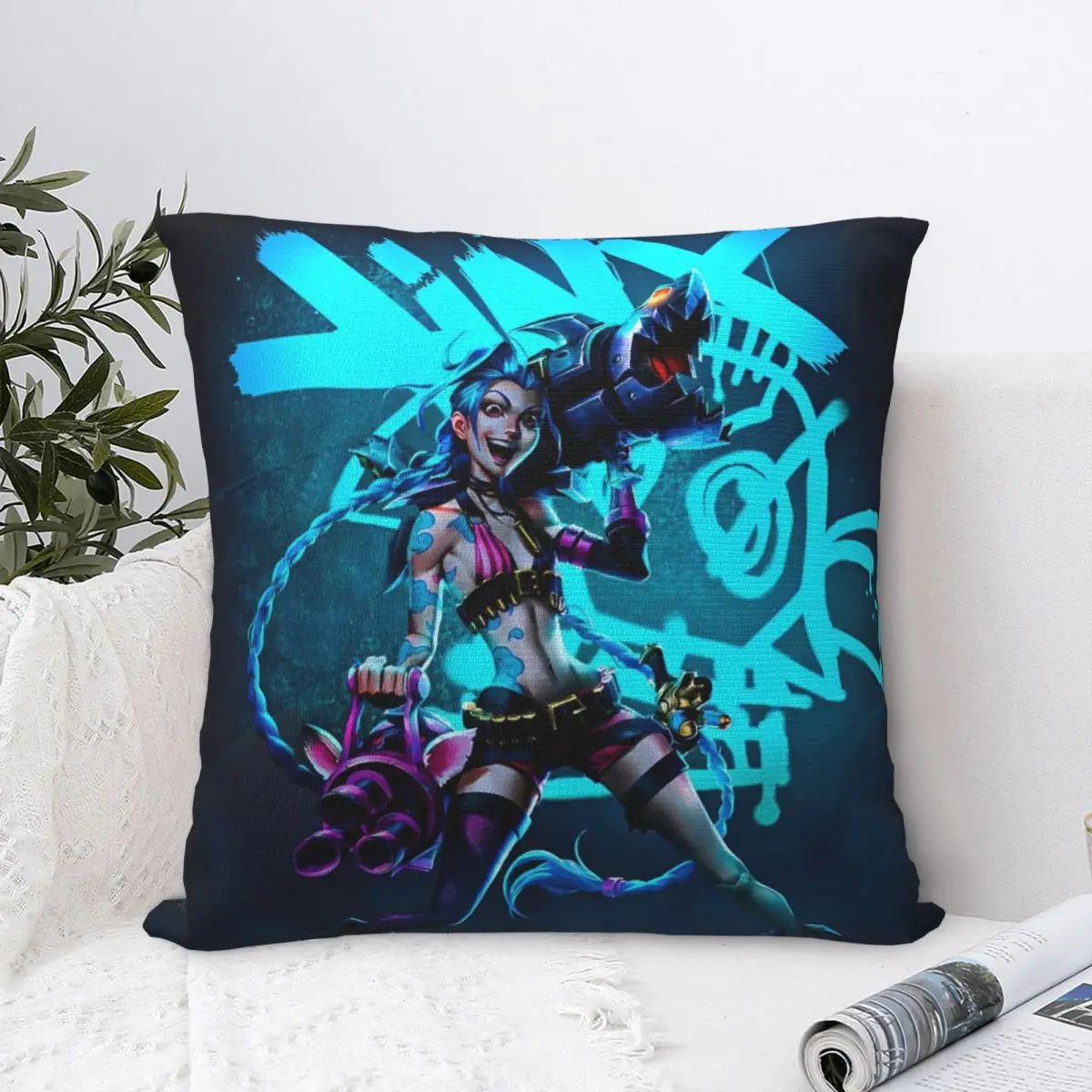 JINX ARCANE Pillow Cases Action Adventure Fantasy Animation Cushion Cover Awesome Decorative Pillowcase for Car 18