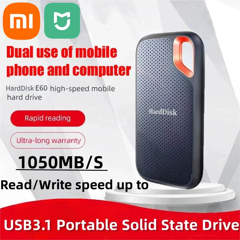 Xiaomi Mijia Hard Disk Mobile SSD E60 1TB 2TB 256TB USB 3.1 HD External Hard for Laptop PS5 Mobile Hard Disk HDD Storage