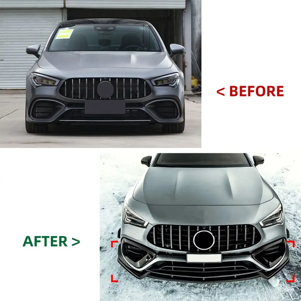 Front Spoiler Splitter Lip for Benz CLA C118 CLA45 AMG 2019-2023 Front Shovel Surround Front Bumper Diffuser Separator