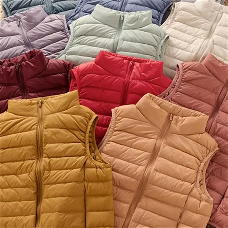 Autumn Winter Warm Down Waistcoat Jacket Women Ultra Light White Duck Down Vest Coat Ladies Bigsize Sleeveless Tank Short Parkas