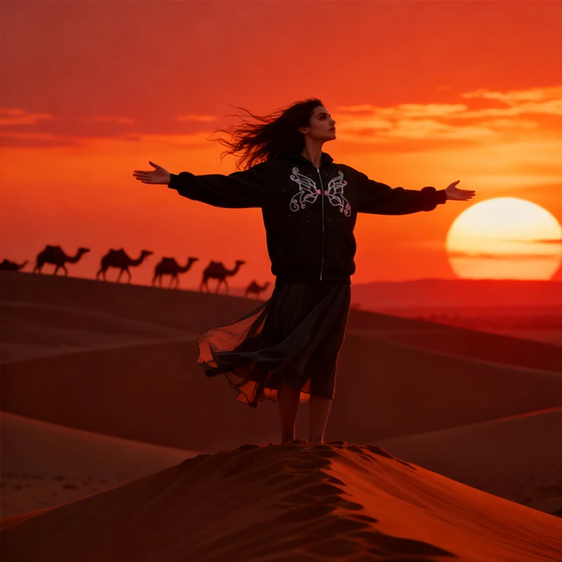 Grafica con strass a farfalla gotica Harajuku Hip Hop ﻿   Streetwear Giacche moda donna Cappotto Punk Y2k Felpa con cappuccio vintage con zip nera