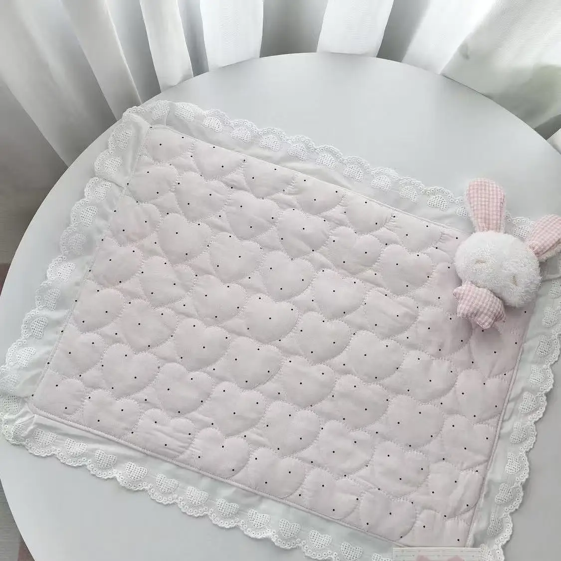 Kawaii Korean Style Love Lace Polka Dot Plaid Placemat Coaster Cute Sweet Girl Photo Shoot Decorative Mat Decorative Tablecloth