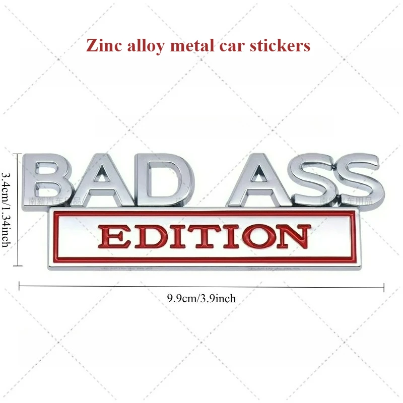 High-quality Modified Car Sticker 3D Stereoscopic 9.9*3.4CM Letters BAD ASS EDITION Zinc Alloy Metal DIY Decoration Accessories