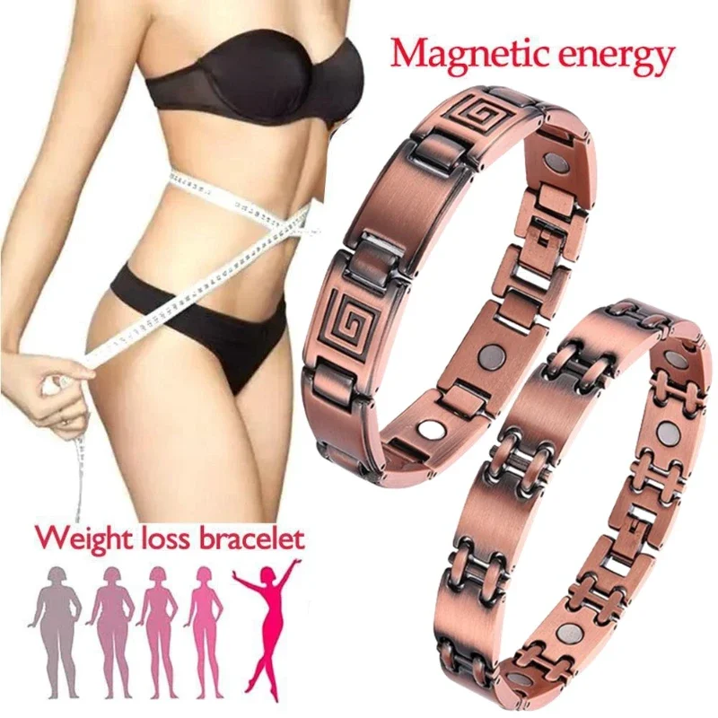 Bransoletka magnetyczna do pielęgnacji zdrowia w stylu Vintage kolor miedzi bransoletki do terapii przeciw zmęczeniu zapalenie stawów ulga w bólu