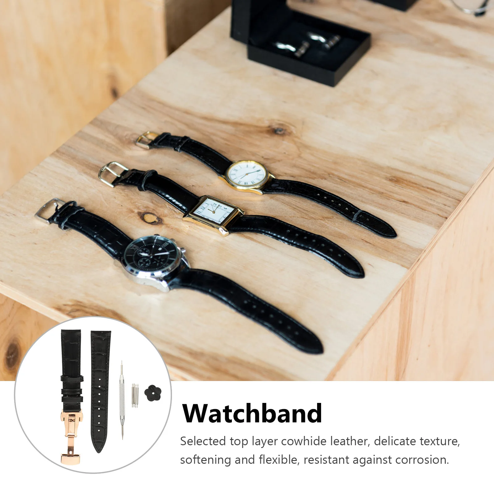 

Watch Band 20Mm Quick Release Top Layer Cowhide Replacement Strap For Men Stainless Steel Buckle Waterproof