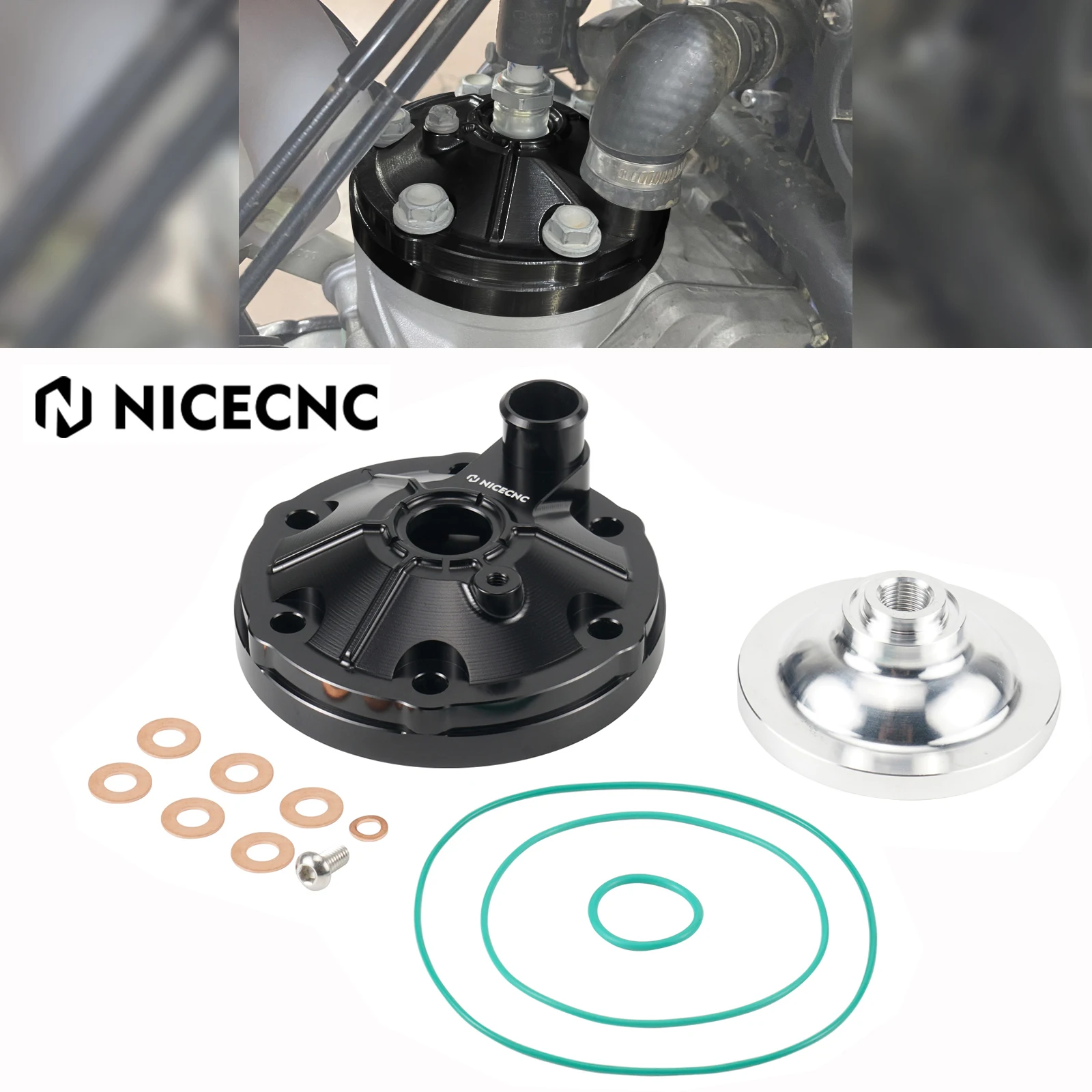 NiceCNC Cylinder Head Kit For KTM EXC 250 Husqvarna TE 250 GASGAS EC 250 2024-2025 7075 Aluminum Cylinder Head Top End Cover