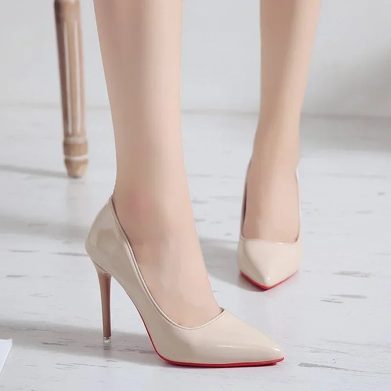 Sexy High Heel Shoes Woman Pumps 2024 New Fashion Red Bottom Pointed Toe Zapatos De Mujer Thin Heels Slip-on Heels for Women