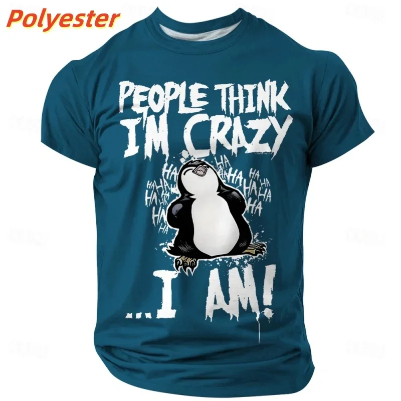 

3D Printed Fun Penguin Men's T-shirts Humorous Pattern Animal T-shirts Summer Loose Street Clothes Tops Round Neck Short Sleeves