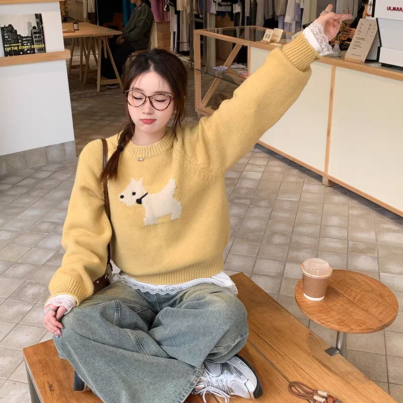 Nieuwe herfst winter O-hals trui met lange mouwen damesmode elegante trui casual trui casual gebreide top