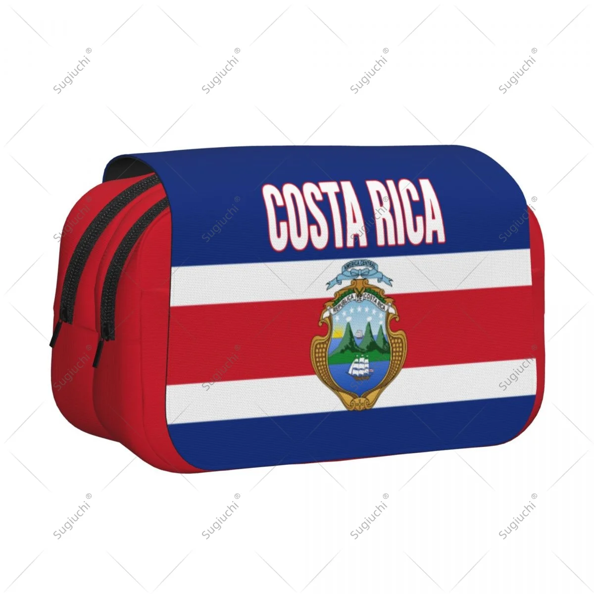 Pencil Case Scissors Bags 3D Costa Rica Flag Double-layer Oxford Cloth Stationery Storage Pen Box Case