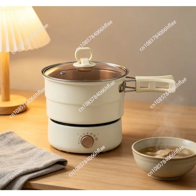 Portable Folding Stainless Steel Mini Electric Heating Pot for Dorm & Travel Noodle Cooking