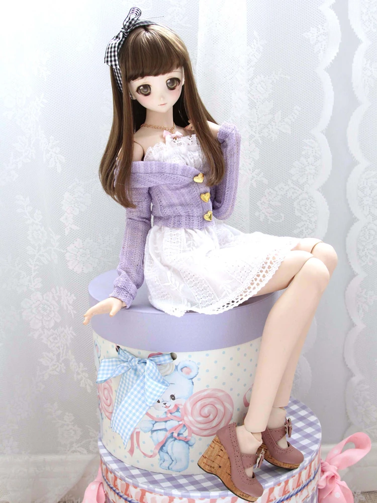 D06-P32 children handmade toy 1/3 1/4 1/6 doll BJD/SD doll's clothes sexy pink purple large neckline cardigan 1pcs