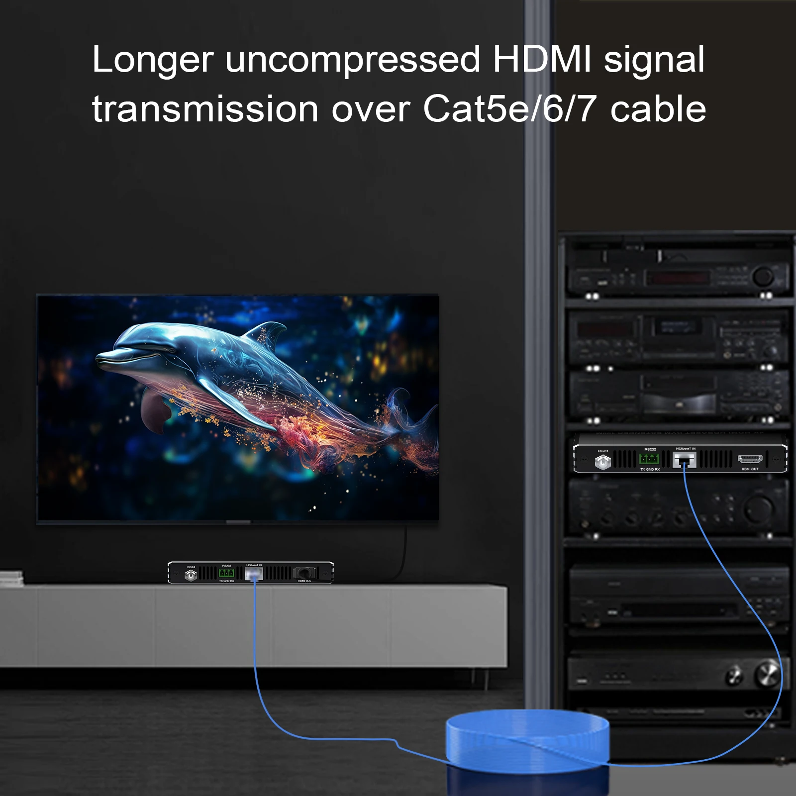 4K 60hz HDMI KVM Extender 100M 3 Ports USB2.0 Hub POE RS232 EDID Setting Stereo Audio and Microphone HDCP 2.2 KVM Extender