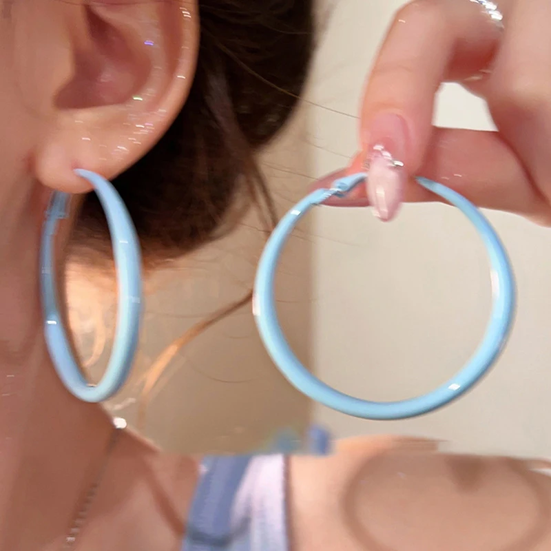 Bali Style Circular Exquisite Lightweight Click Top Retro Two-Color Bead Italian Style Earrings Hoop Women'S Lightweight Gifts