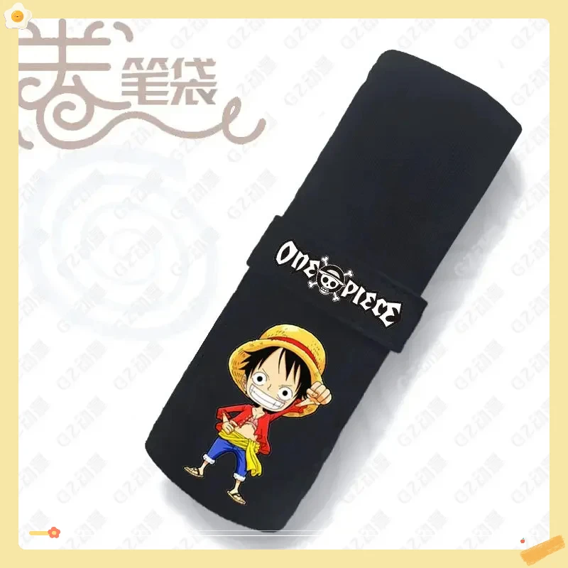 Anime One Piece Pen Bag Luffy Solon Ace Sailor King Surrounding Roll Pen Bag Canvas Student Stationery Bag Gift