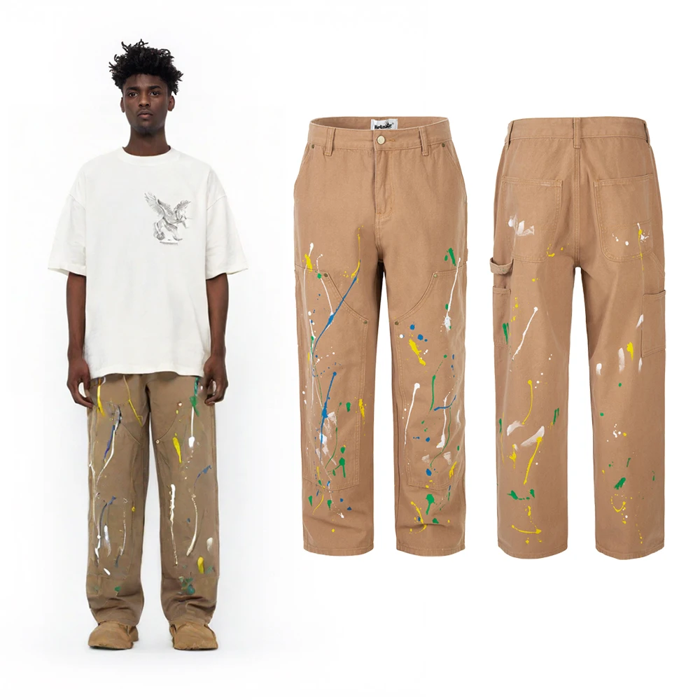 

Hip Hop Street Style High Brand Clothes Hand-drawn Pocket Functional Style Cotton Casual Pants Retro Oversized Baggy Cargo Pants