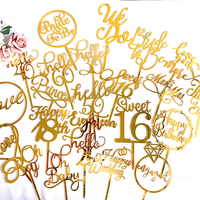 Gold Acrylic Happy Birthday Cake Topper Sweet16 20th 30th 40th 50th 60th Special Age Birthday Party Cake Decoration Supplies