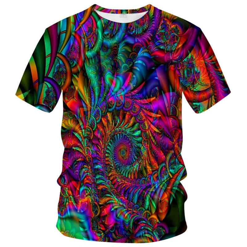 Abstract Tie Dye Graphic T Shirt for Men y2k Streetwear Tops 3D Printed Casual T-shirt Summer Pop Womens Clothing Funny Kids Tee