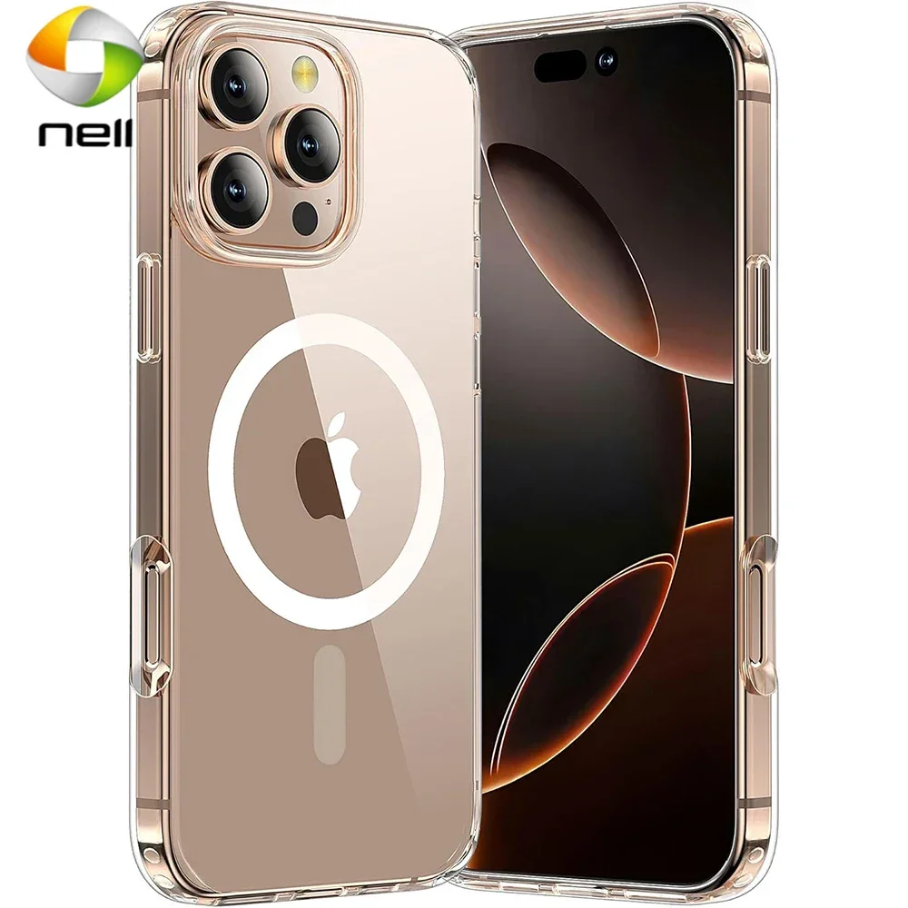 

Strong Magnetic Magsafe Case For iPhone 16 15 14 13 12 11 Pro Max Plus Mini Clear Hybrid Hard Cover Silicone Shockproof Shell