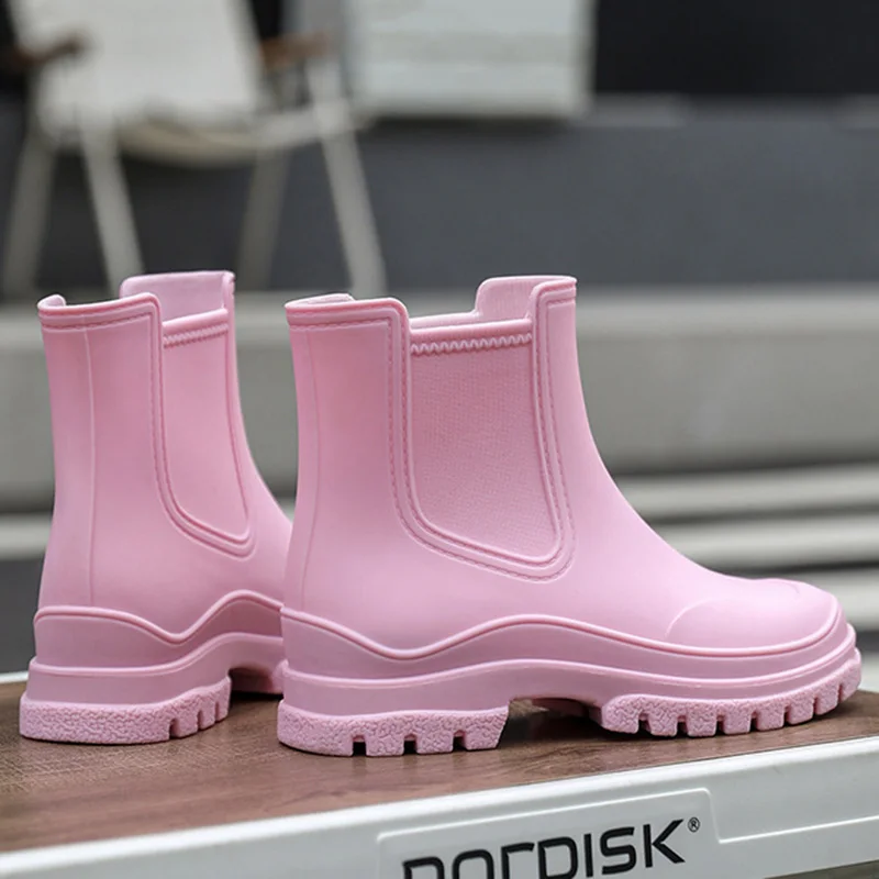 

2023 Spring And Summer Rain Boots Womens Short Tube Slim Heightened Overshoes Fashion Waterproof Non-Slip Lightweight Rain Boots