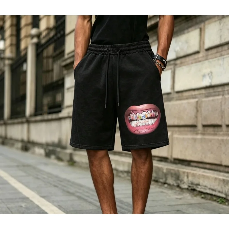 

Trendy Style Hip-hop Street Y2K Letter Men's Shorts Summer New Item Suitable for Both Men and Women