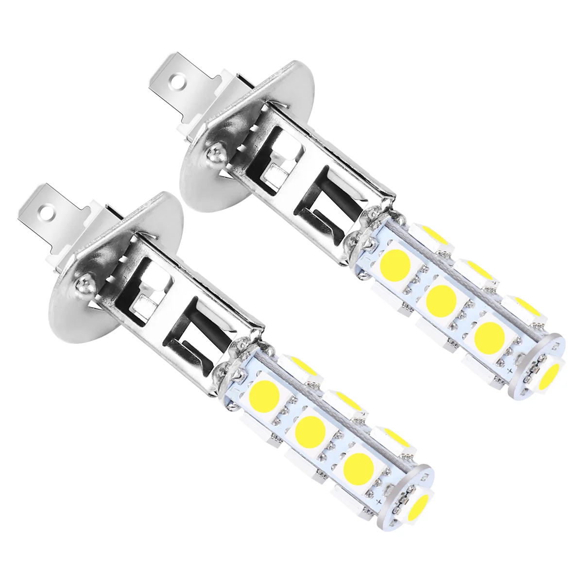白い自動ヘッドライトランプ,SMD 5050 LEDチップ,H1, 13, 2個