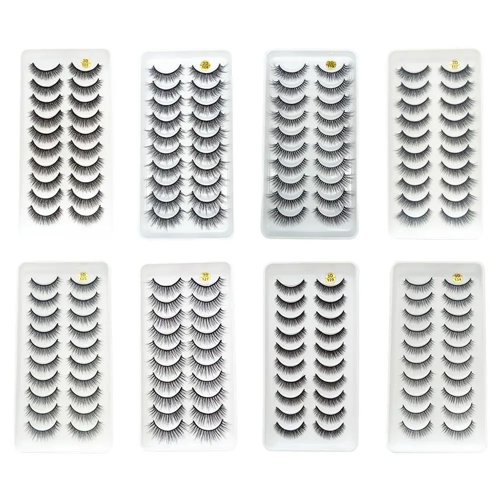 Nowe 10 Par Sztucznych Rzęs do Makijażu Miękkie Puszyste Rzęsy 3D z Norek Grube Ręcznie Robione Rzęsy z Norek Dodające Objętości Sztuczne Rzęsy Naturalne Sztuczne Rzęsy