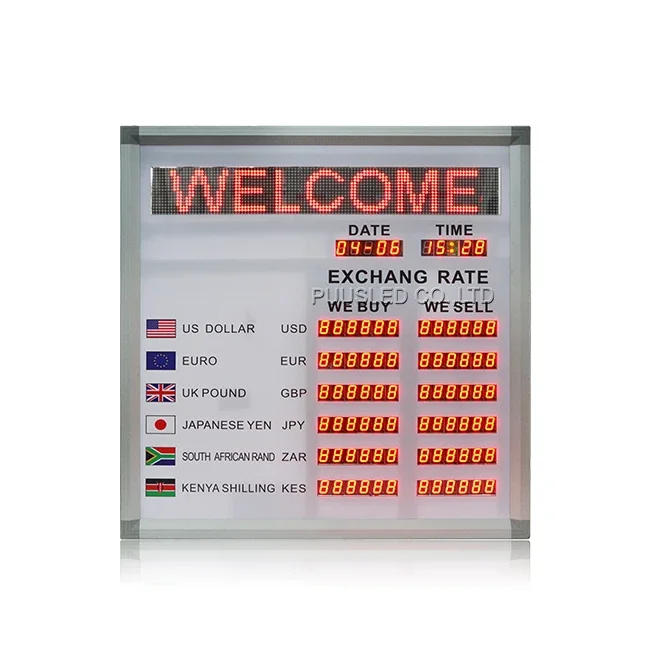 

High quality foreign currency exchange rate board Red high brightness display currency exchange rate sign for bank company