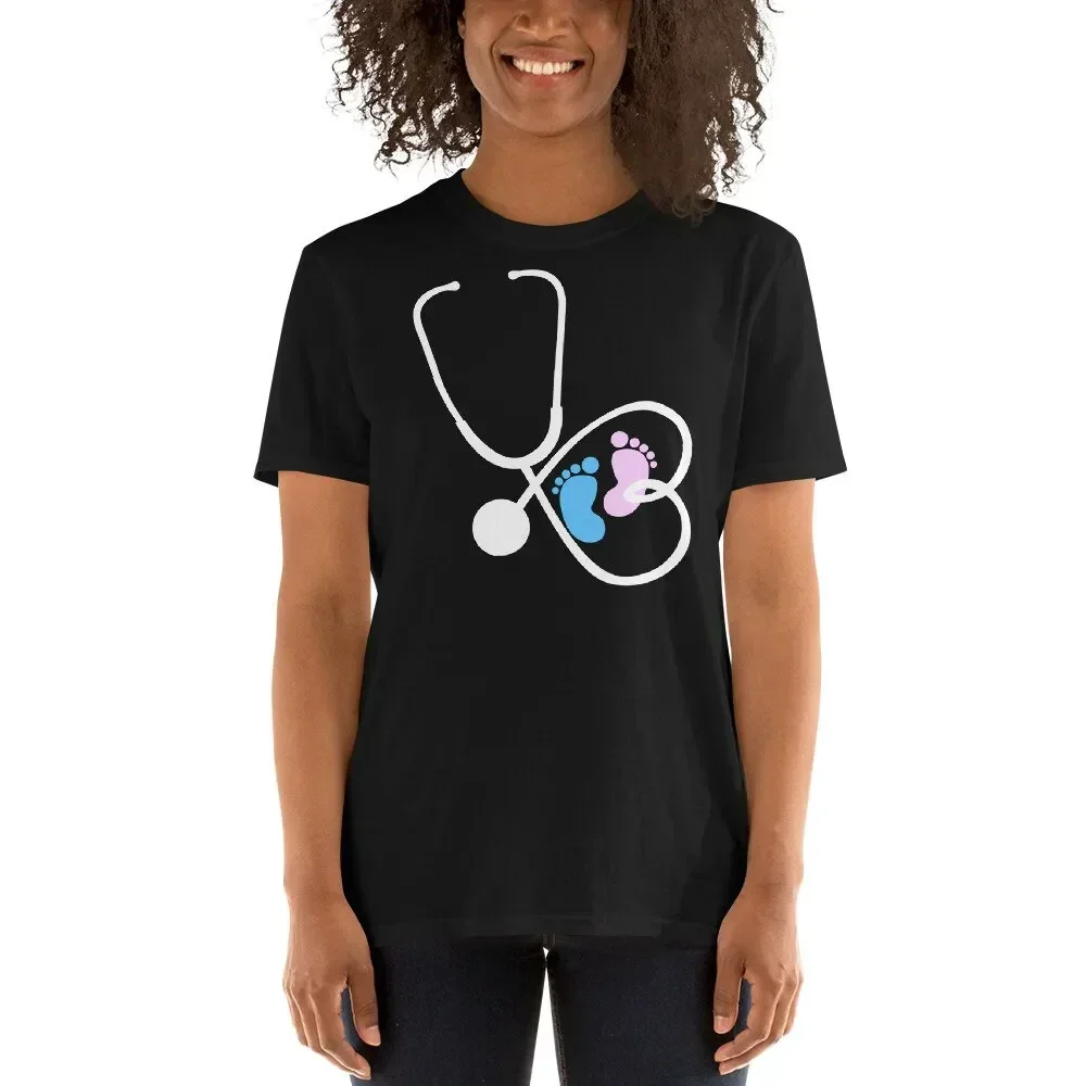 Womens Obstetric Nurse Baby Feet Stethoscope Neonatal Nicu Clothes T Shirtwomens