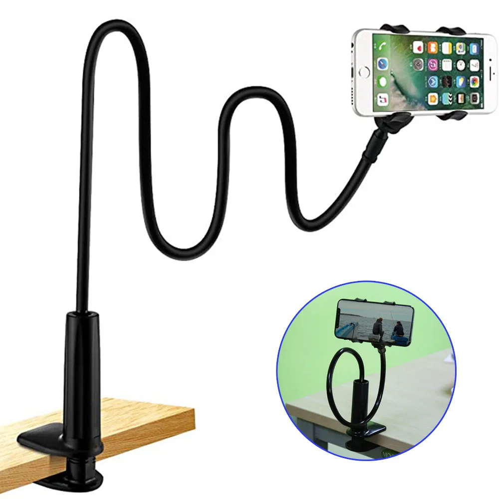 Soporte Universal Flexible con abrazadera de montaje en cuello de cisne, soporte para teléfono perezoso de brazo largo para iPhone Anroid, teléfono móvil, cama, escritorio, soporte para teléfono