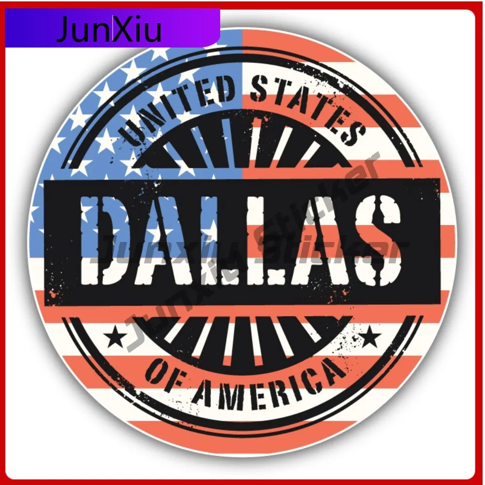 

Dallas City Usa Flag Grunge Stamp Car Decal Bumper Stickers Anime Style Helmet Use For Laptop Surface Car Sticker Accessories