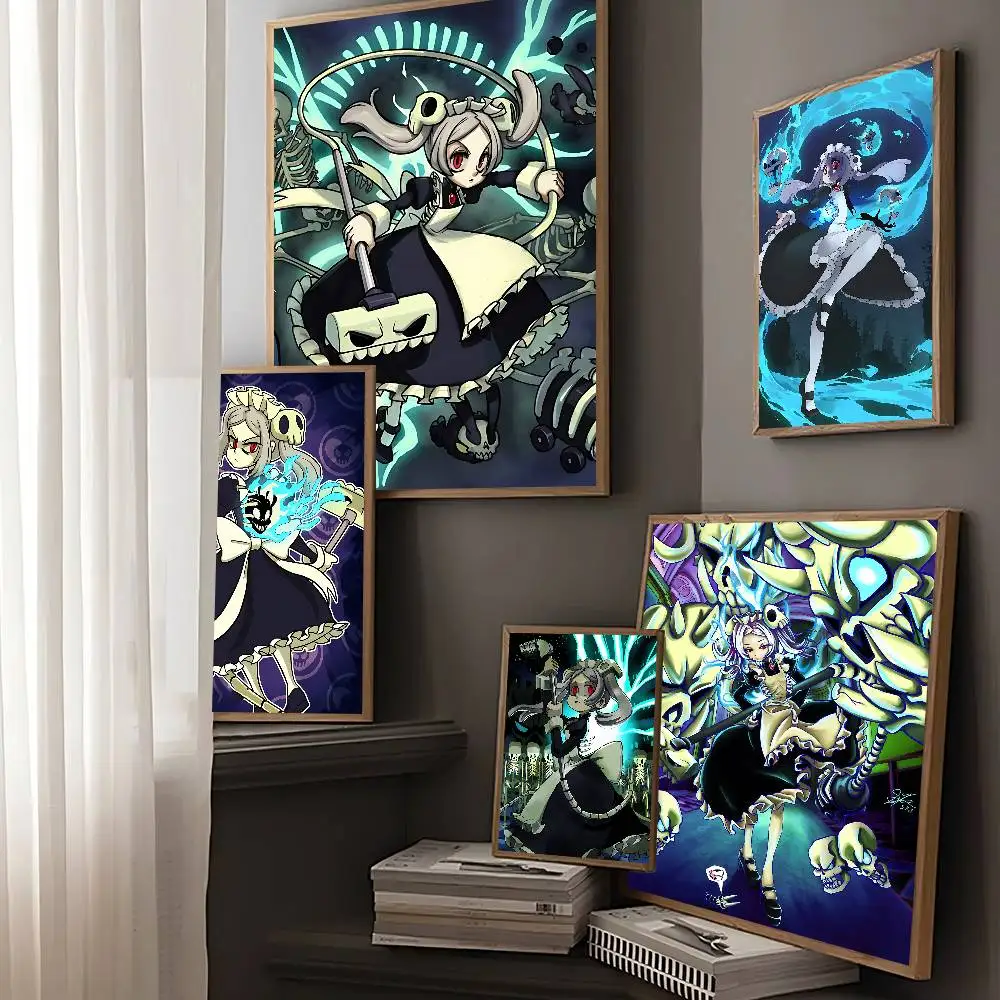 Poster Tempel Film Game M-Marie SkullGirls Stiker Dinding Mewah untuk Dekorasi Bar Ruang Tamu Lukisan Dekoratif Antik