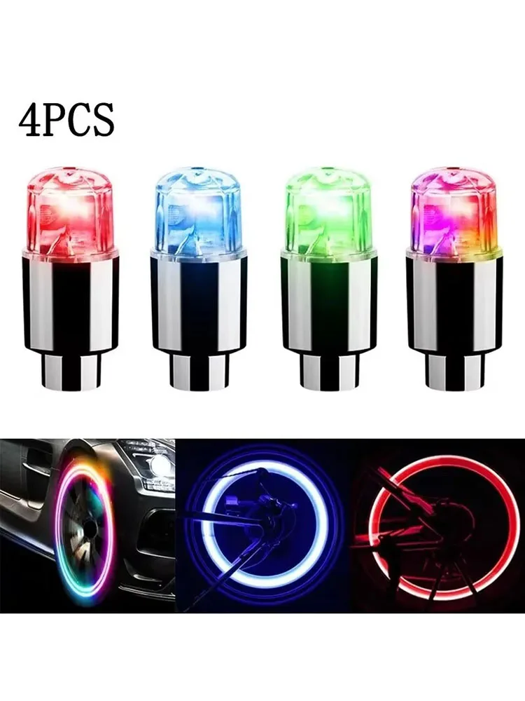 2/4 pièces bouchon de Valve de pneu lumières lumières de pneu durables pour bouchons de Valve d'air de voiture avec lumières pour motos vélos véhicules électriques