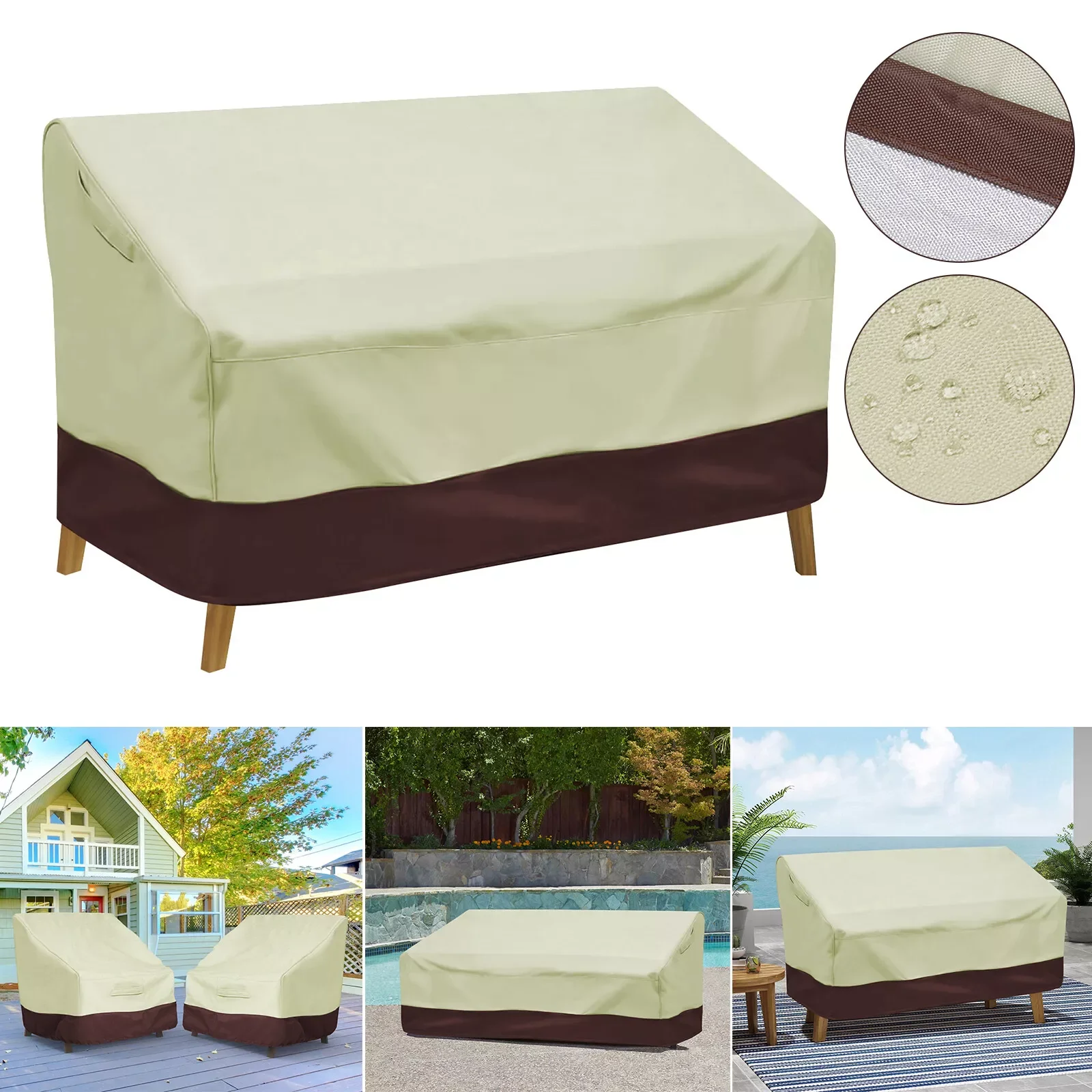 Windproof Patio  Sofa Loveseat Cover Waterproof Outdoor Bench Cover