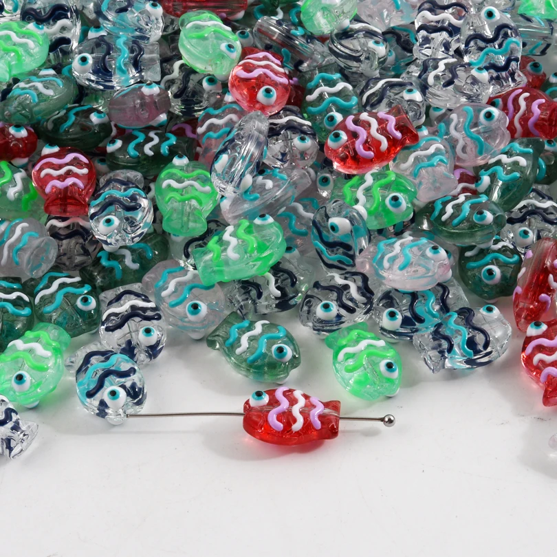 5 قطعة/الوحدة الزجاج الملون اليدوية صنع قلادة سوار إكسسوارات فضفاض خزر عازل النحل الأسماك جراد البحر كراب مجوهرات المواد #4