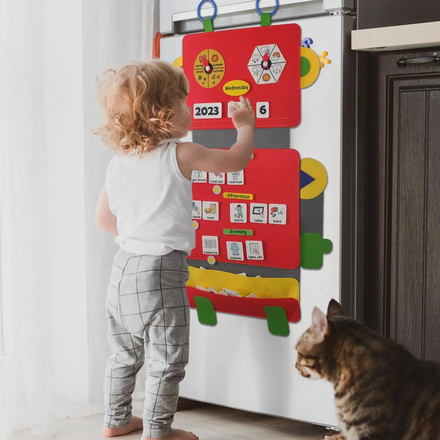 Il mio primo calendario giornaliero Cerchio Tempo Giocattoli per l'apprendimento in classe prescolare Grafico di routine quotidiano per bambini con materiale per l'apprendimento dell'autismo