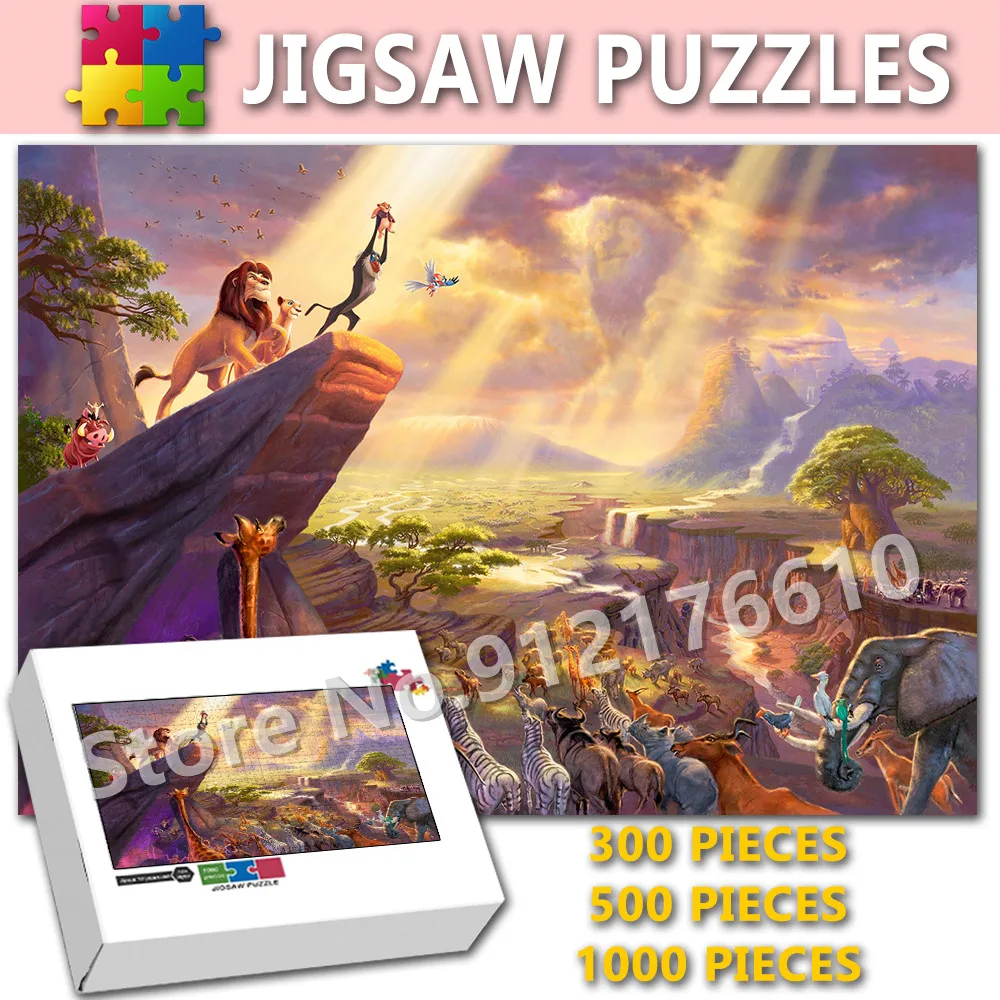 

The Lion King Simba Jigsaw Puzzles 300/500/1000 Pieces Disney Cartoon Animals Wooden Puzzle for Adult Ornament Educational Toys