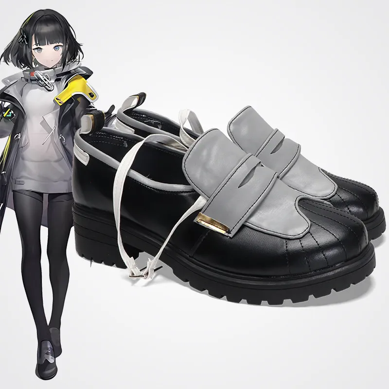 Anime Arknights Endministrator Cosplay Shoes Black Short PU Leather Boots For Halloween Carnival