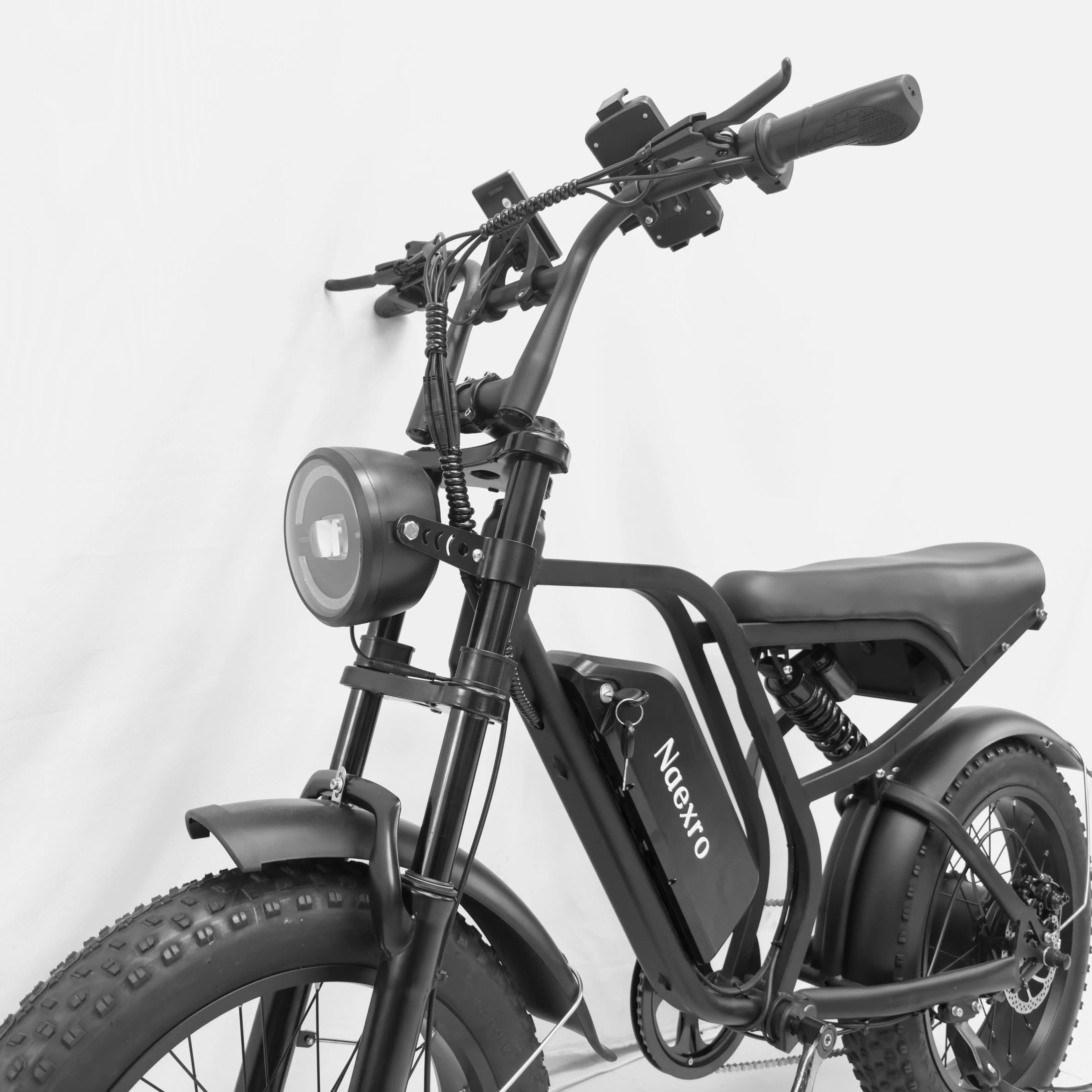 Bicicleta elétrica Naexro, pneus de 20 polegadas de largura, motor 48V1000W, bicicleta de praia, bicicleta suja