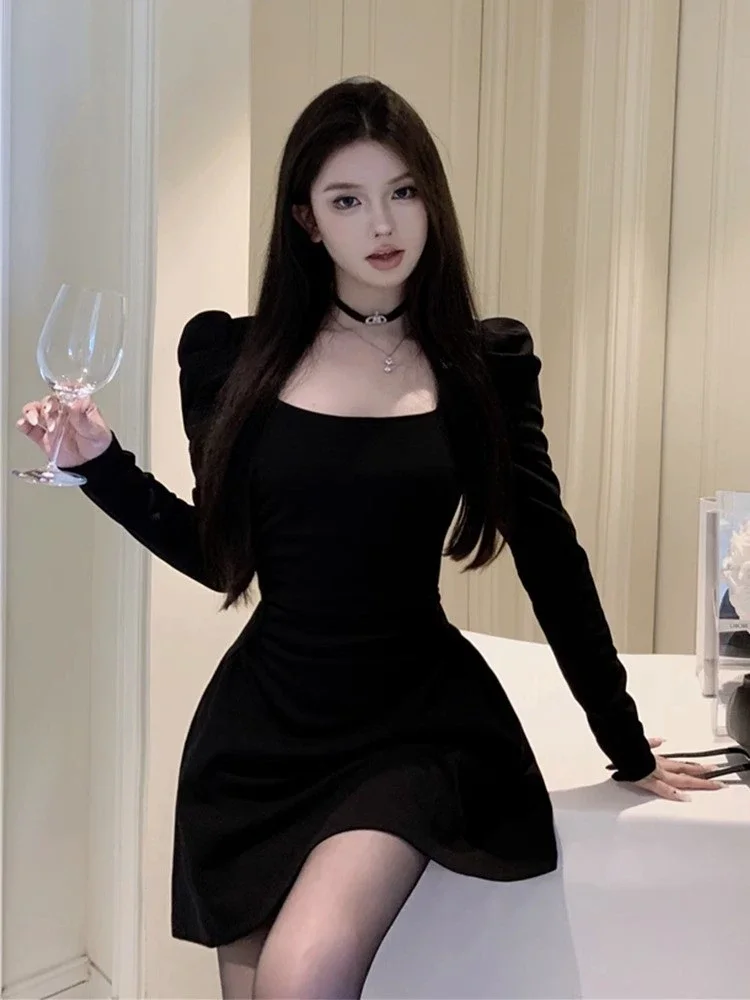 Vestidos de manga comprida vestido feminino senhora outono modal bege smocking ruched cintura-equipado meio gola alta clássico minimalista simples