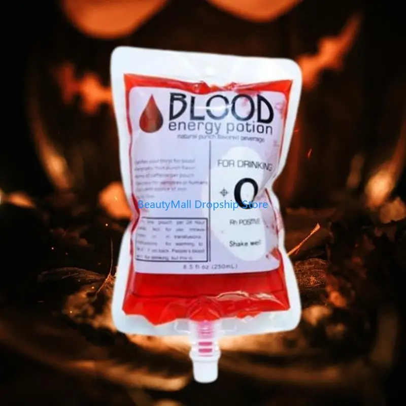 40JD 10Pcs Halloween Decorations Blood Bags for Drinks Reusable Drink Cups Containers
