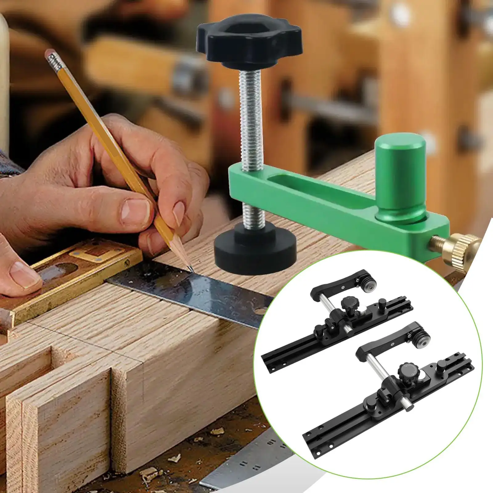2 Stück Holzbearbeitung Tischkreissäge Push Guide Push Feeder & Backer Zubehör 180 °