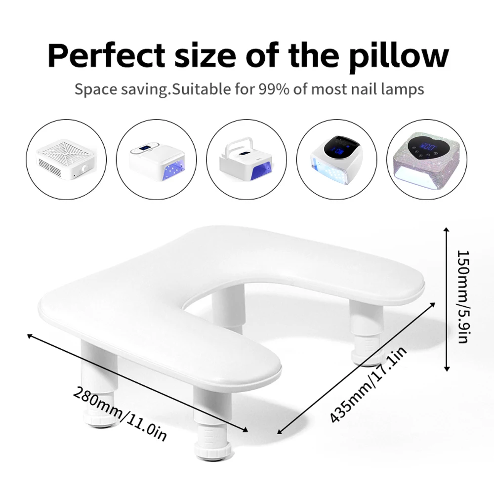 Two Hands Nail Art Hand Pillow Height Adjustable Removable Stand Tilt Design Manicure Desk Hand Rests Portable PU Hand Cushion