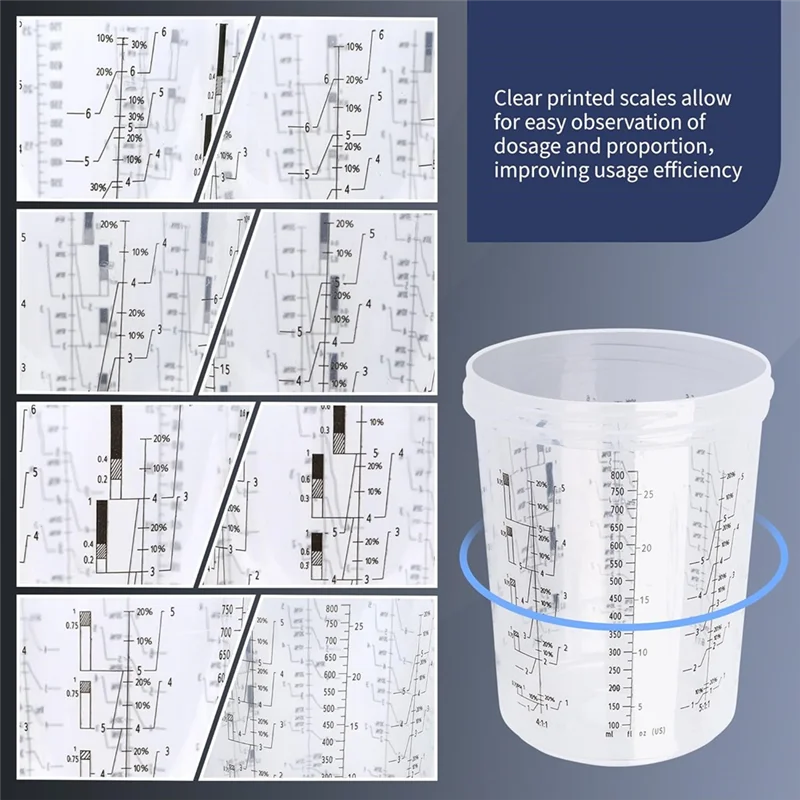 【Flash-Deal!】Paint Cup,HVLP Paint Mixing Cups 27 Ounce(800ML) Kit With 45 Cups And Lids System,With Retainer Ring